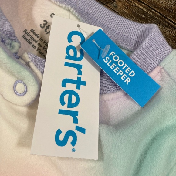 Carter’s Girls Footed Fleece Pajamas Pastel Pink Purple Dinosaur Size 3T - Picture 3 of 10